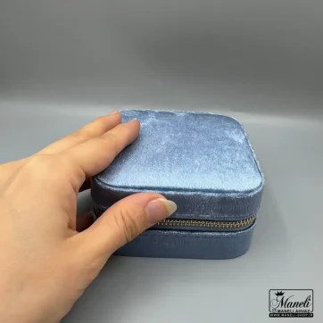 جعبه جواهرات مسافرتی مخملی آبی