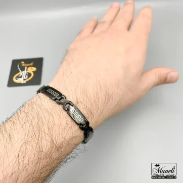 دستبند مشکی مردانه ورساچه | رنگ ثابت - استیل 14040168