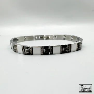 خرید دستبند مردانه نقره ای مشکی ورساچه | 7 میل