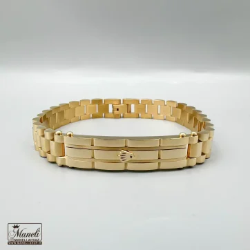 خرید دستبند رولکس مردانه طلایی پلاک دار