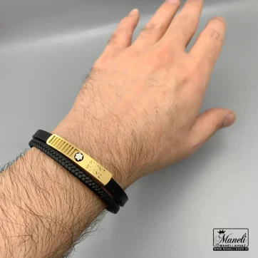 دستبند مردانه چرم دوردیفه مونت بلانک 14040189