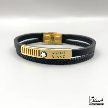 خرید دستبند مردانه چرم دوردیفه مونت بلانک