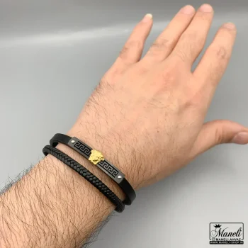 دستبند مردانه چرم دوردیفه رولکس 14040188