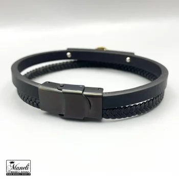 دستبند مردانه چرم دوردیفه ورساچه 14040188 - Image 3