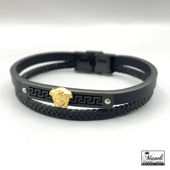 خرید دستبند مردانه چرم دوردیفه رولکس