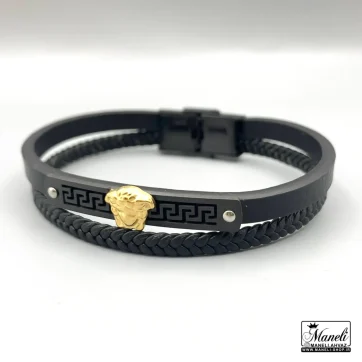 خرید دستبند مردانه چرم دوردیفه رولکس