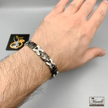دستبند مشکی نقره ای ورساچه مردانه |استیل - رنگ ثابت 14040176