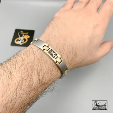 دستبند مردانه با طرح مارمولک نقره ای | 10 میل | استیل رنگ ثابت 14040165