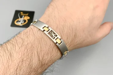 دستبند مردانه با طرح مارمولک نقره ای | 10 میل | استیل رنگ ثابت 14040165