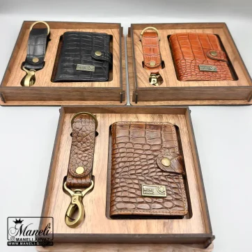 ست جاکارتی و جاکلیدی چرم طبیعی مونت بلانک مدل کروکدیلی | 3 رنگ پرطرفدار 14040194