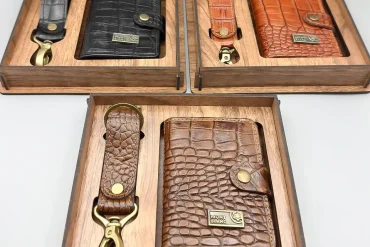 ست جاکارتی و جاکلیدی چرم طبیعی مونت بلانک مدل کروکدیلی | 3 رنگ پرطرفدار 14040194