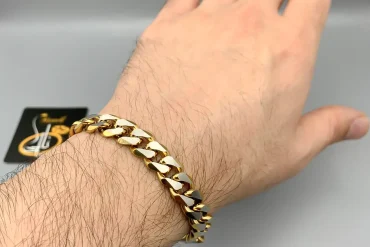 دستبند کارتیر مردانه دورنگ طلایی نقره ای | خاص و متفاوت | استیل 14040167