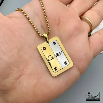 خرید گردنبند مردانه با پلاک کارتیر