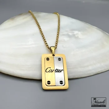 گردنبند مردانه با پلاک کارتیر | استیل - رنگ ثابت 14040137