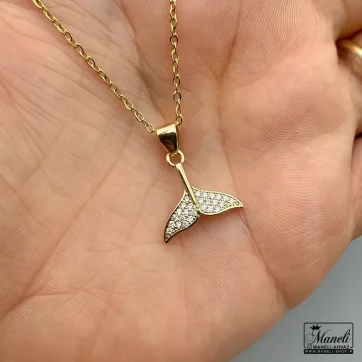 گردنبند دم وال نگینی طلایی