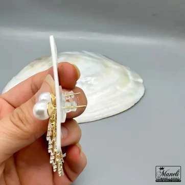 خرید گوشواره آویز مجلسی میخی نگینی طلایی