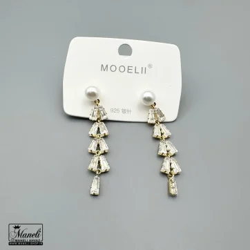 گوشواره آویز مجلسی میخی نگینی طلایی | رنگ ثابت 14040155