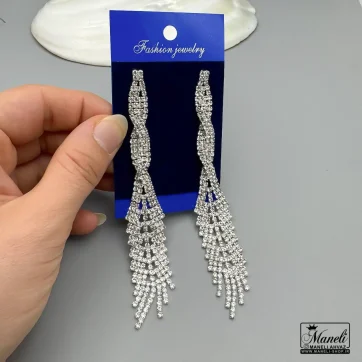 خرید گوشواره آویز بلند میخی مجلسی نگینی