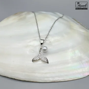 گردنبند دم وال و مروارید | استیل - رنگ ثابت 14040133