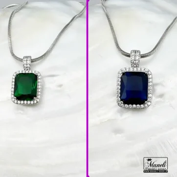 گردنبند ژوپینگ نگین سبز و نگین آبی | ضدحساسیت 14040150