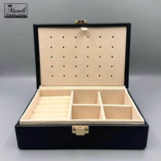 جعبه جواهرات چرمی مشکی 10*15 - 14040208