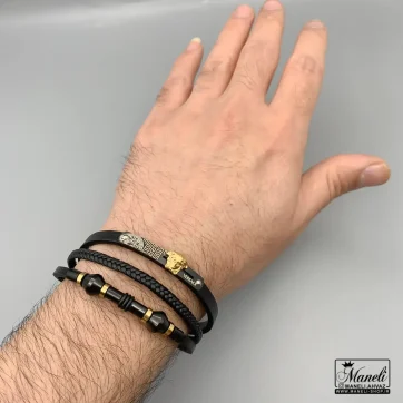 دستبند چرم مردانه سه ردیفه ورساچه 14040184