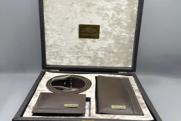 ست کیف و کمربند چرم طبیعی میلانو | رنگ قهوه ای 14040195