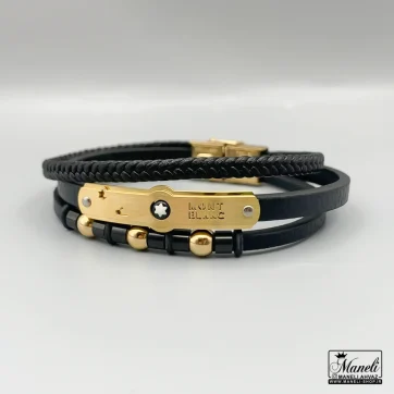 خرید دستبند مردانه چرم سه ردیفه مونت بلانک