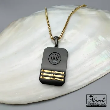 گردنبند رولکس مردانه مشکی طلایی | استیل - رنگ ثابت 14040141