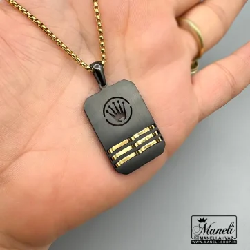 خرید گردنبند رولکس مردانه مشکی طلایی