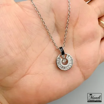 خرید گردنبند ظریف نقره ای با آویز دایره ای