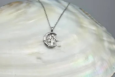 خرید گردنبند ظریف زنانه ماه و درخت نقره ای