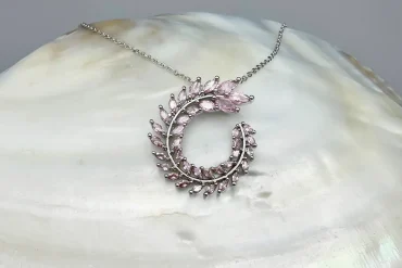 گردنبند نگین صورتی دخترانه استیل | رنگ ثابت 14040132