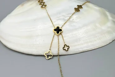 گردنبند ونکلیف طلایی آویزدار | رنگ ثابت 14040147