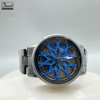 ساعت مردانه رینگی مشکی با صفحه آبی | موتور چین + ویدیو 14040126