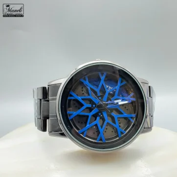 ساعت مردانه رینگی مشکی با صفحه آبی | موتور چین + ویدیو 14040126
