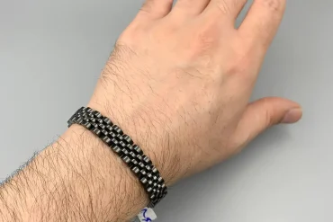 دستبند رولکس مردانه مشکی 10 میل | استیل رنگ ثابت 14040172