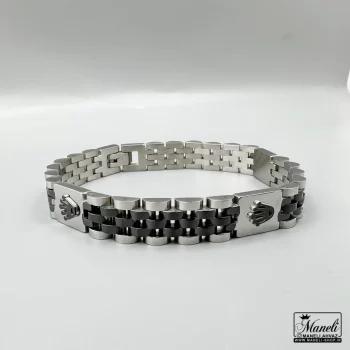 دستبند رولکس مردانه مشکی نقره ای