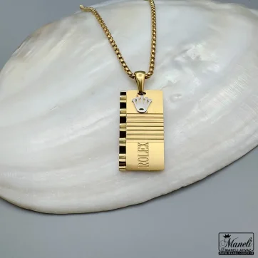 گردنبند مردانه با پلاک رولکس | استیل - رنگ ثابت 14040138