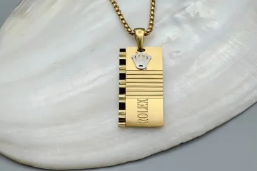 گردنبند مردانه با پلاک رولکس | استیل - رنگ ثابت 14040138