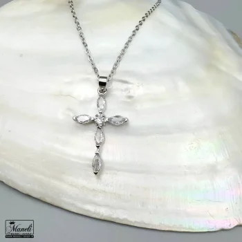 گردنبند زنانه صلیب نگینی ظریف نقره ای | استیل - رنگ ثابت 14040127
