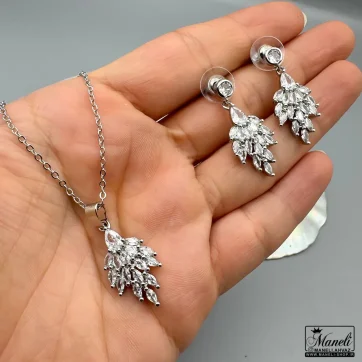 خرید ست گوشواره و گردنبند زنانه مجلسی استیل