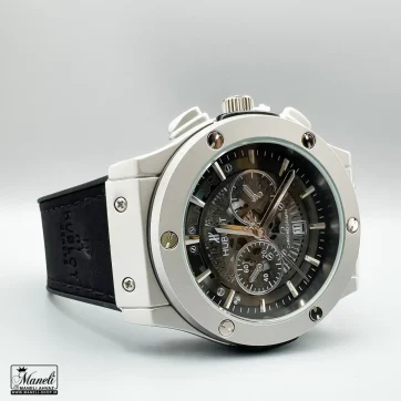 ساعت هابلوت قاب طوسی با بند مشکی | موتور چین 14040124