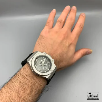 ساعت هابلوت قاب طوسی با بند مشکی | موتور چین 14040124