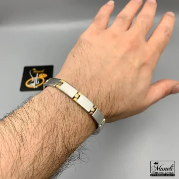 دستبند مردانه نقره ای | 9 میل | استیل رنگ ثابت 14040164