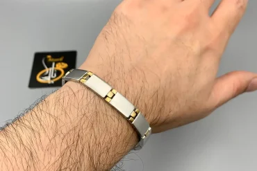 دستبند مردانه نقره ای | 9 میل | استیل رنگ ثابت 14040164