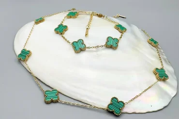 ست گردنبند و دستبند ونکلیف سبز | استیل - رنگ ثابت 14040142