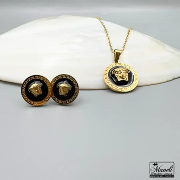 نیم ست ورساچه طلایی زنانه |گوشواره و گردنبند|رنگ ثابت 14040144