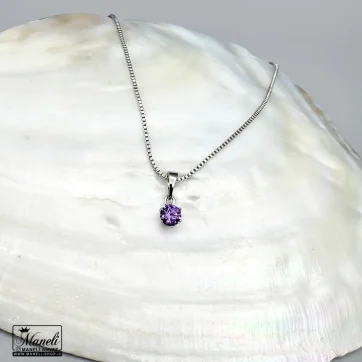 گردنبند ظریف ژوپینگ تک نگین بنفش | رنگ ثابت 14040148