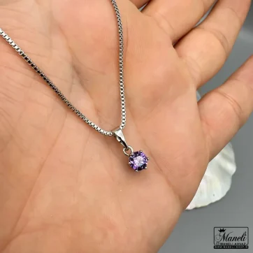 خرید گردنبند ظریف ژوپینگ تک نگین بنفش